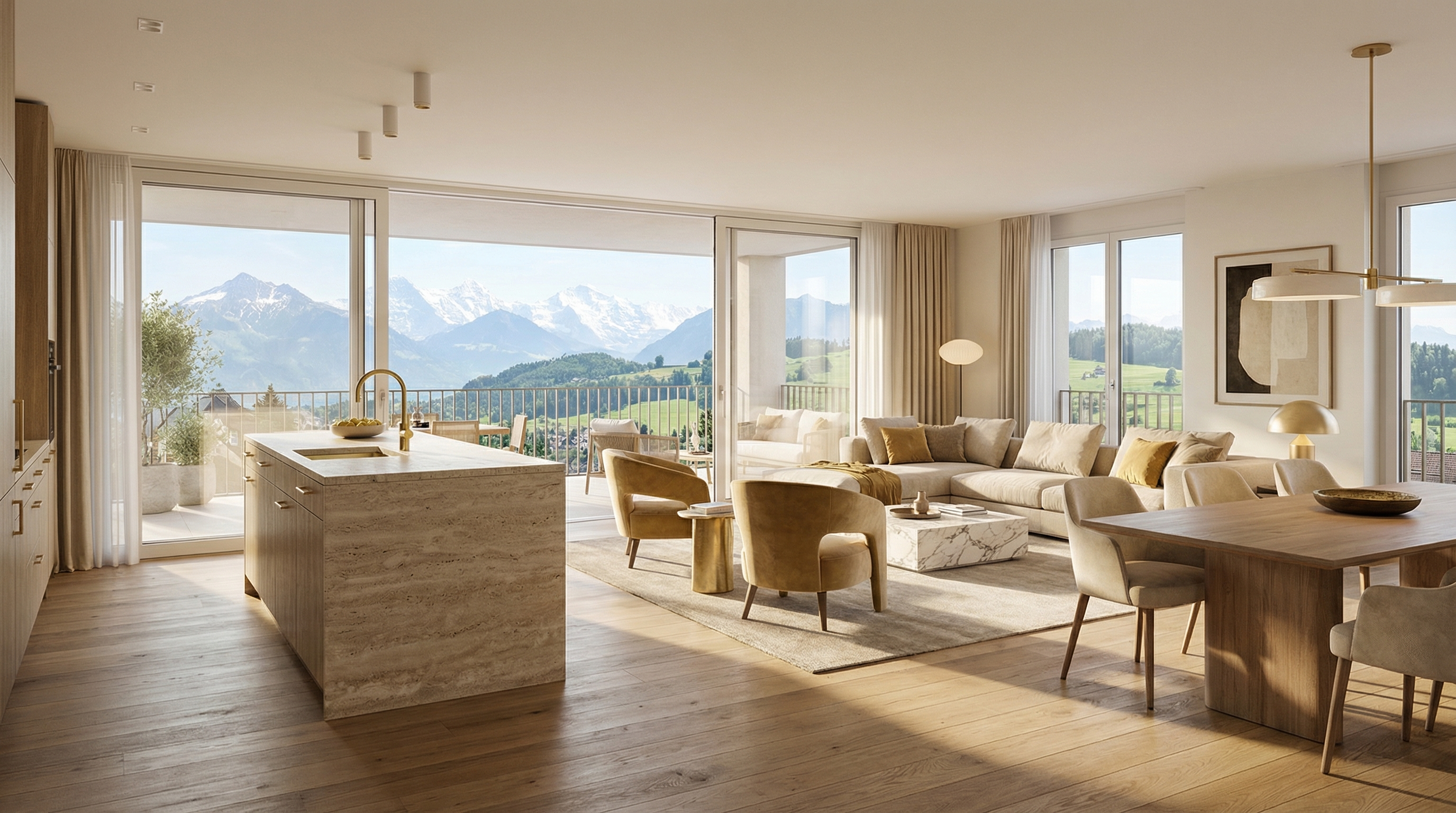 1. Obergeschoss-Wohnung Seelinie 11 — Loggia mit Ausblick