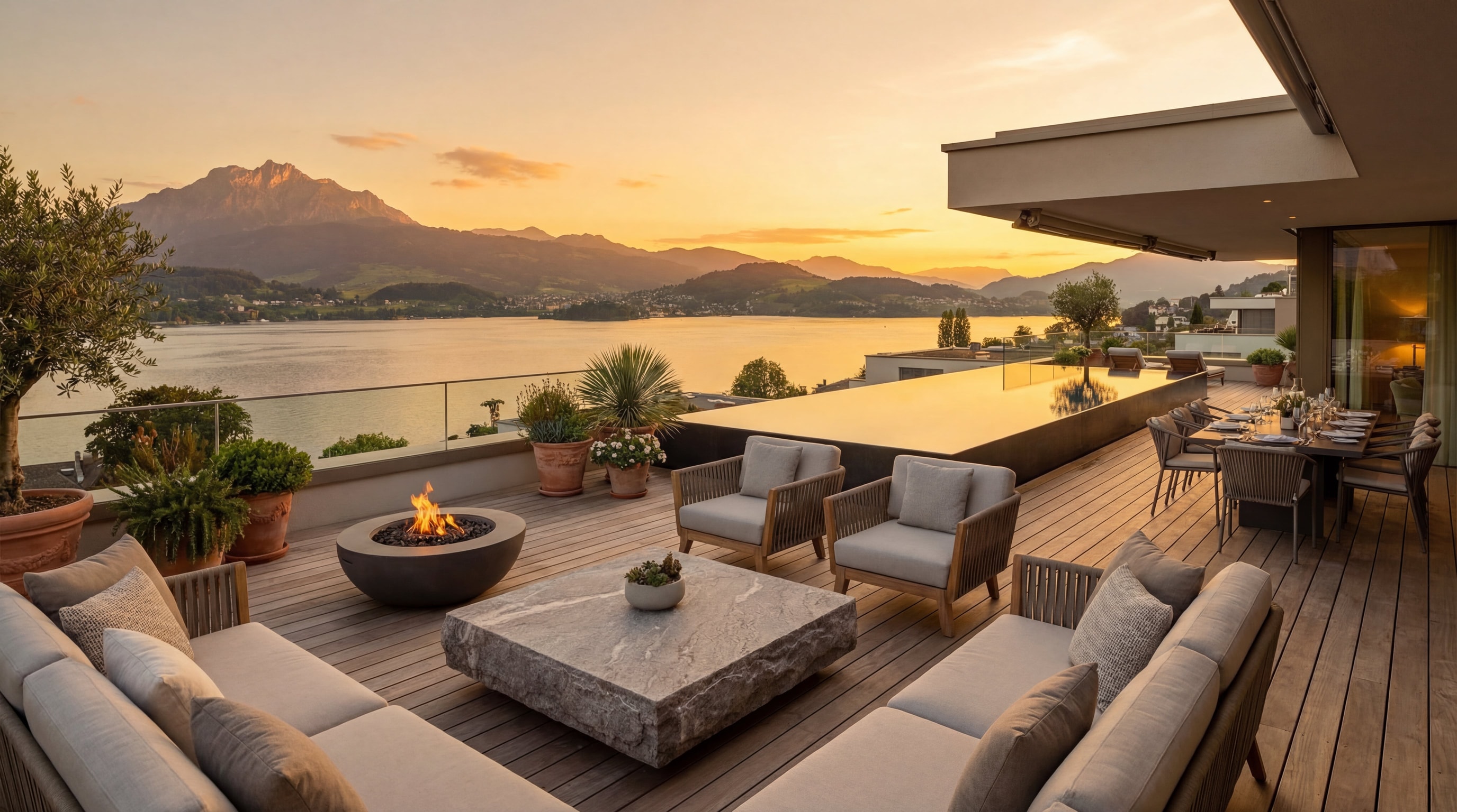 Attika-Terrasse mit Blick auf den Vierwaldstättersee