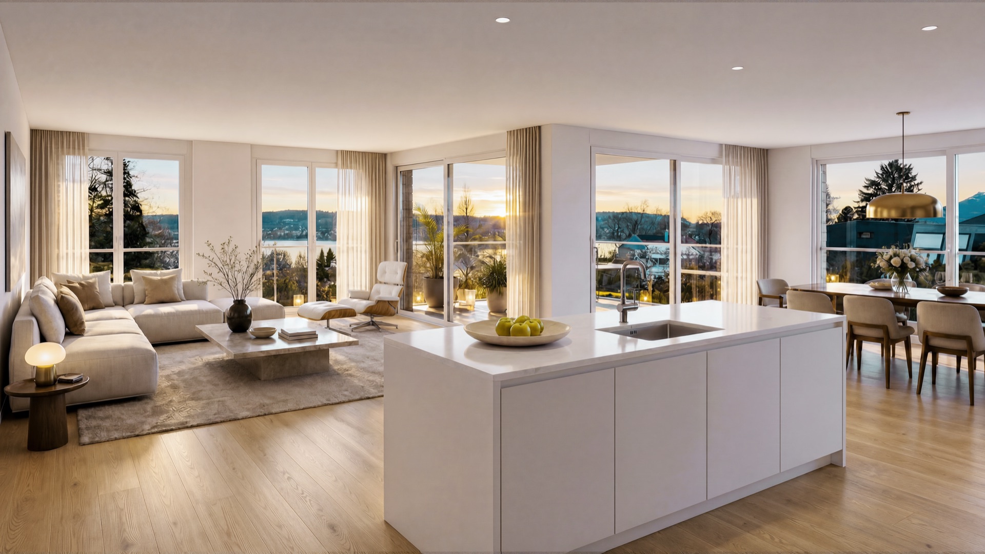 Erdgeschoss-Wohnung West Seelinie 11 — Wohnzimmer mit Balkon